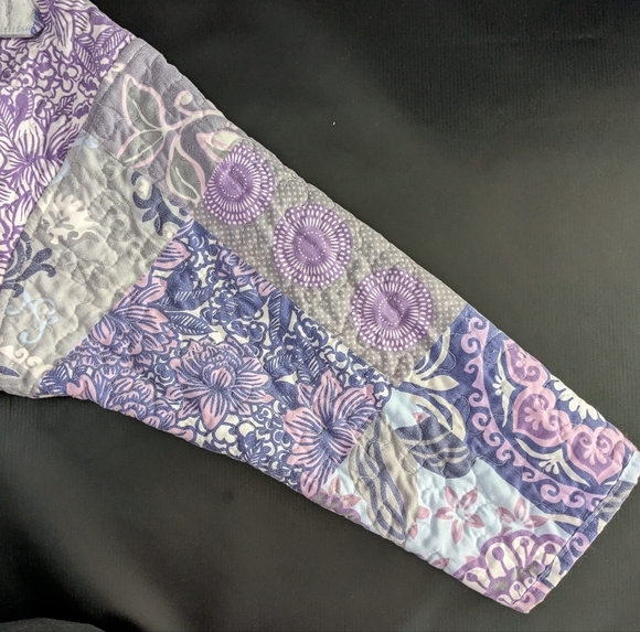 💜🤍 Homemade Boxy Floral Patchwork Quilted Jacket, S-L - Picture 4 of 8